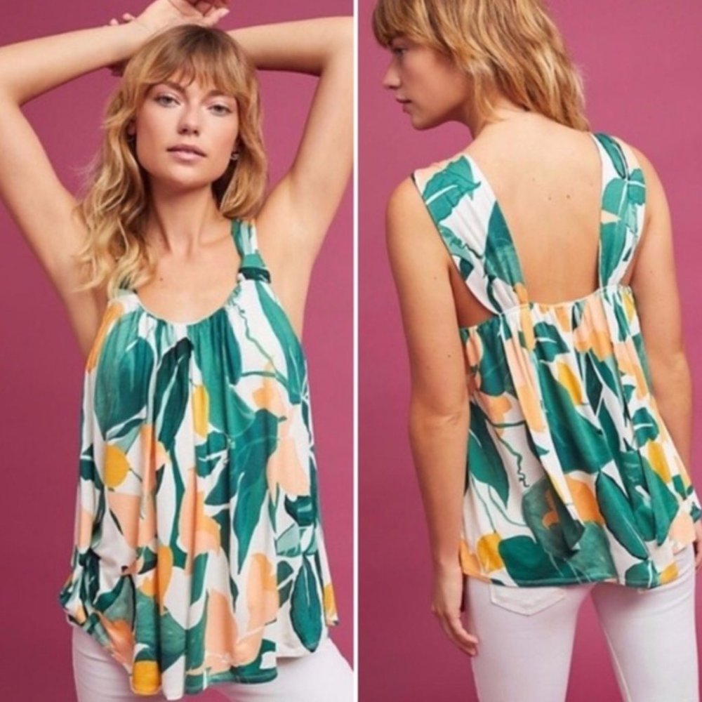 Anthropologie Vanessa Floral Swing Tank Top